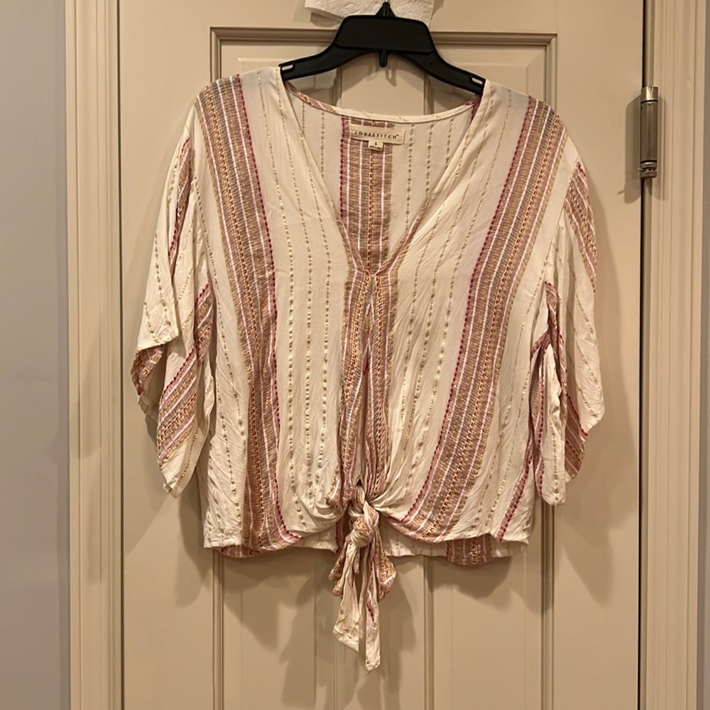 Cream gold and pink top